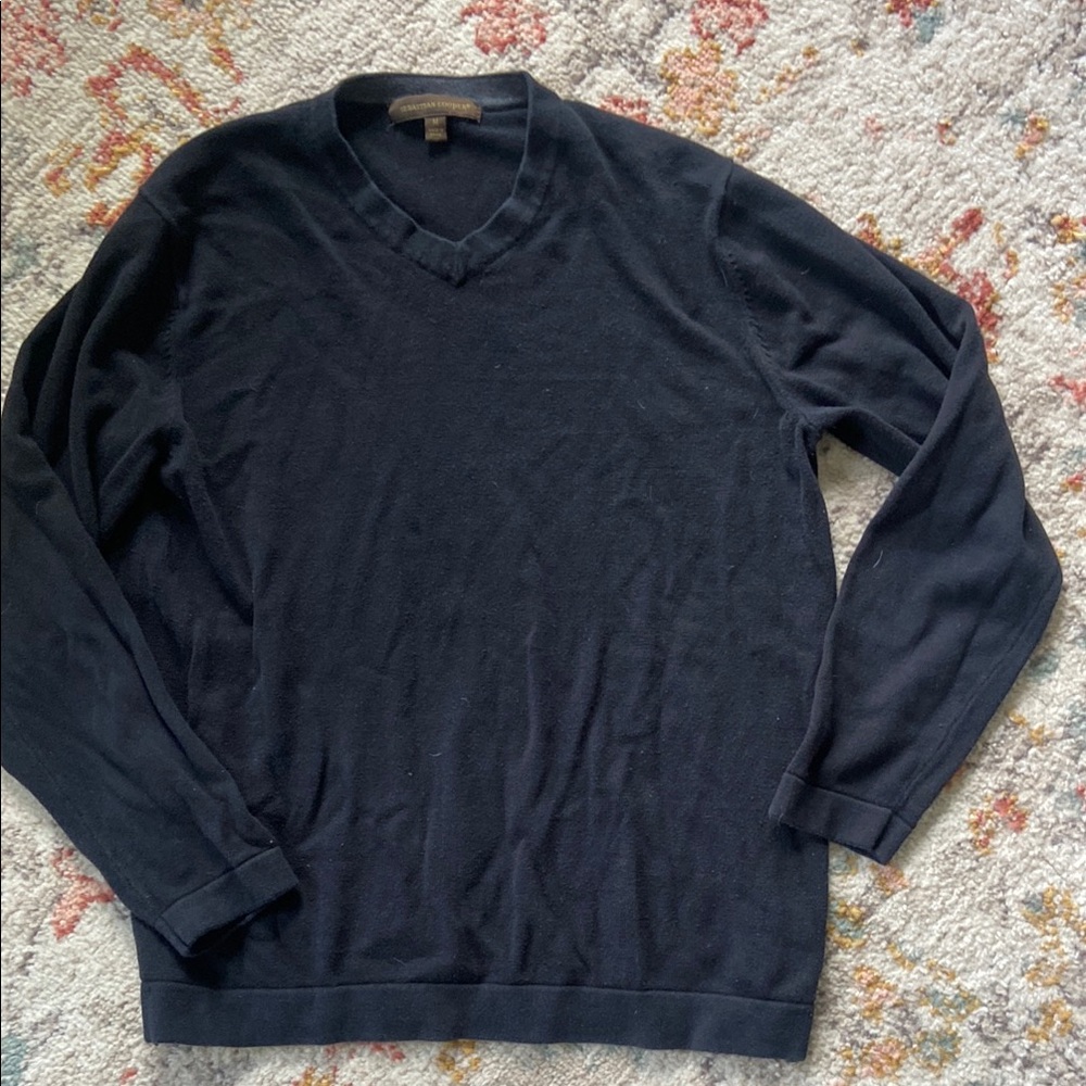 Black V-Neck Cotton Sweater